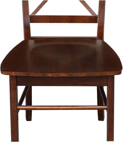 Espresso Solid Wood X Back Dining Chairs Set For Kitchen