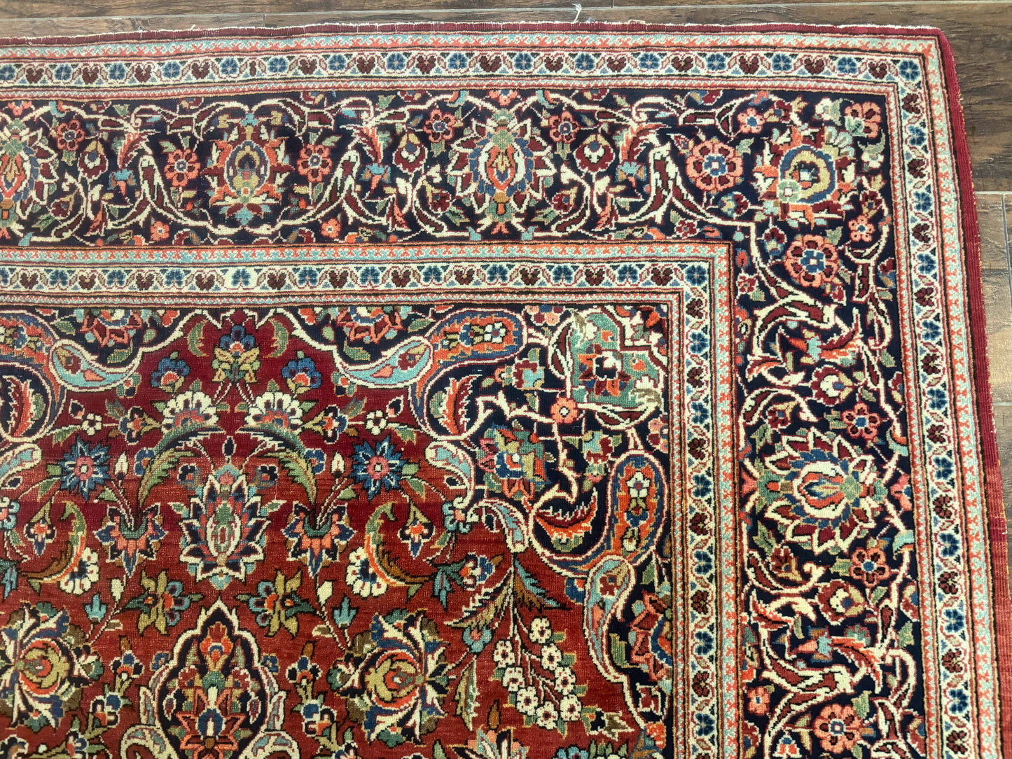 Persian Kashan Rug 4x7, Red, Floral Medallion, Vintage, Wool