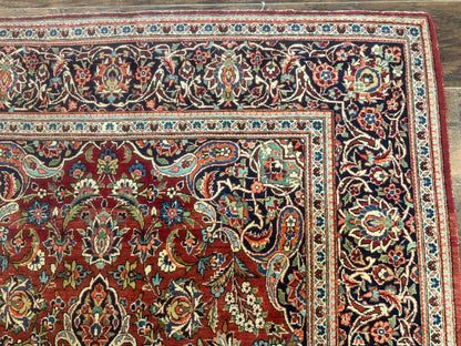 Persian Kashan Rug 4x7, Red, Floral Medallion, Vintage, Wool