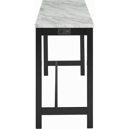 Blue Velvet Bar Table Set With 3 Stools Faux Marble Top
