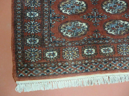 3' X 4' Vintage Handmade Pakistan Turkoman Bokhara Fine Woven Wool Rug