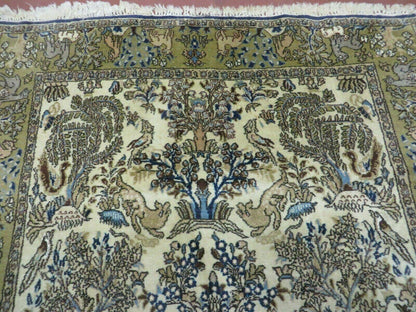 4' X 6 Handmade India Oriental Fine Pictorial Tree Of Life Wool Silk Rug Wow