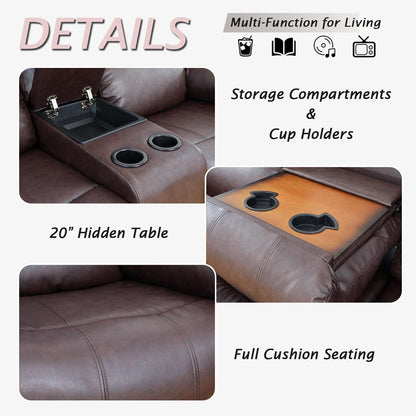 Brown Recliner Sofa With Pull Down Table Two Piece Set