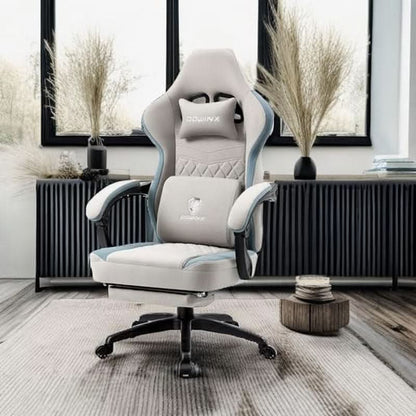 Grey Gaming Chair With Pocket Spring Cushion And Gel Pad