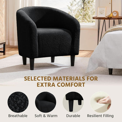 Black Boucle Armchair Club Chair Cushioned Comfort