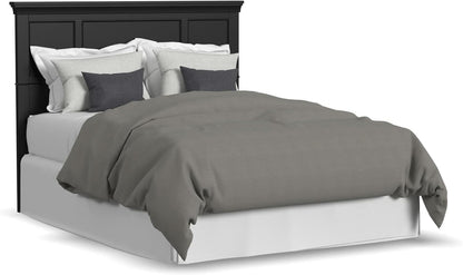 Stylish Black Queen Headboard with Raised Panel Design
