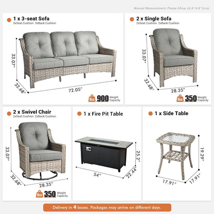 Outdoor Patio Furniture Set with Fire Pit Table