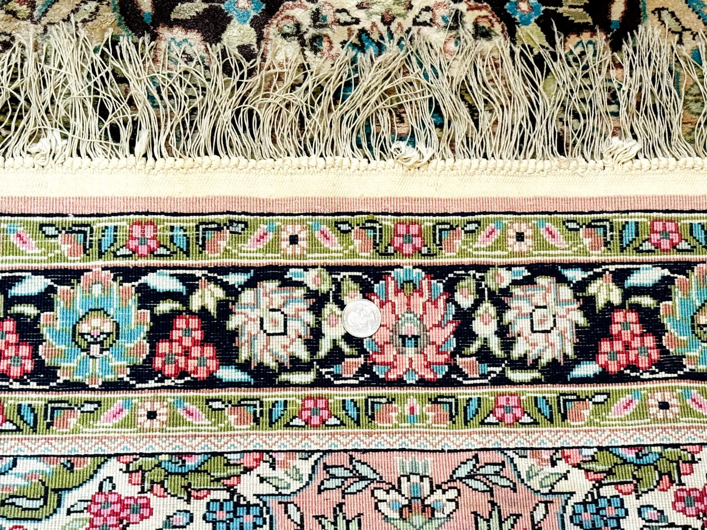 Indian Kashmiri Silk Rug 3x5, Floral Medallion, Fine 200 KPSI