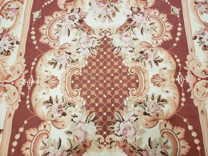 6' X 9' Vintage Handmade Chinese Needlepoint Wool Rug Flat Weave