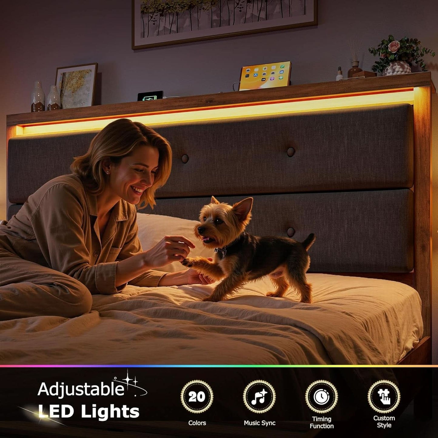 King Size Bed Frame With Integrated Charging Station