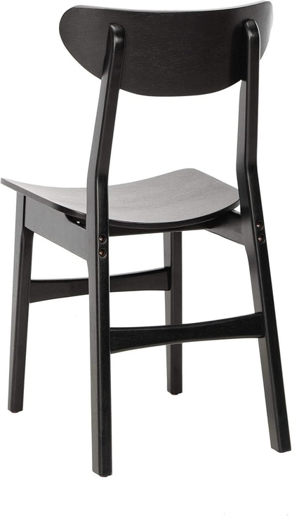 Retro Black Wood Dining Chair Set Of 2 For Home Dining