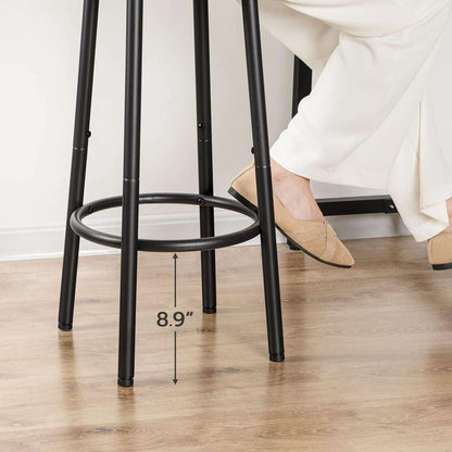 Greige Bar Stools Set Of 2 11.8 Inch Square Seats With Footrest
