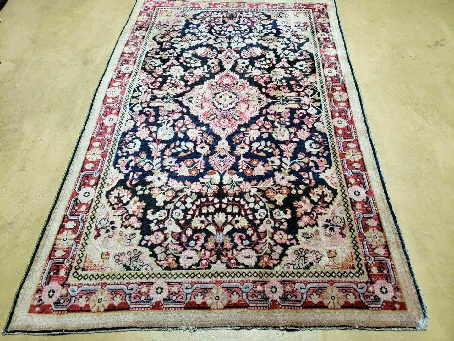 4' X 6' Antique Handmade India Floral Oriental Wool Rug Carpet Organic Blue