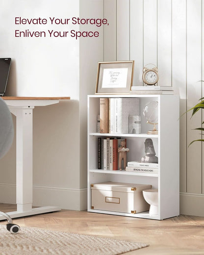 Cloud White 23.6 Inch Wide Three Tier Open Bookshelf
