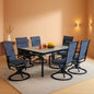 7 Piece Patio Dining Set With 6 Swivel Chairs Blue