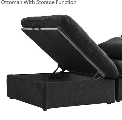 Black Storage Ottoman With Removable Cushion Covers