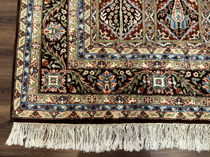 Sino Persian Rug 8x10, Panel Design, Brown, Multicolor, Wool, Cedar Trees