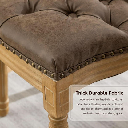 Brown PU Leather Upholstered Dining Chairs Set Of 6