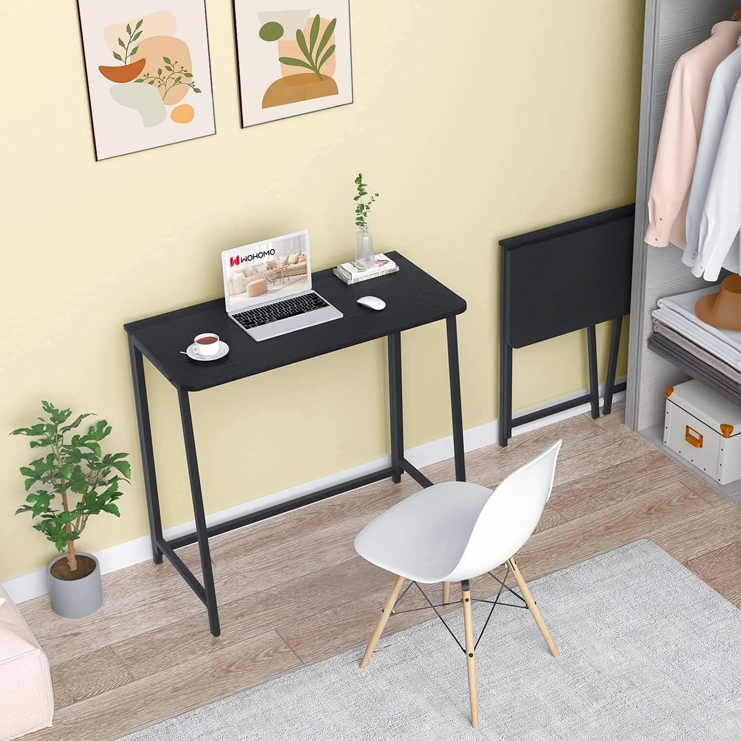 31.5 Inch Folding Computer Desk Black Space Saving