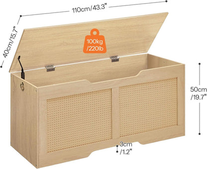 FortyThreeInch RattanLike StorageChest Bench With Safety Hinge