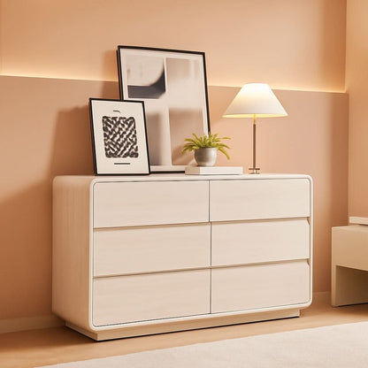 47 Inch White Dresser With Six Drawers Anti Tip Design