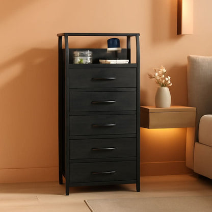 Black Oak Dresser With Integrated Charging Station