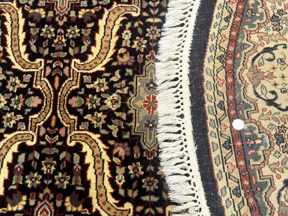 Round Indo Persian Rug 6x6, Indian Bidjar Rug, Navy Blue and Beige