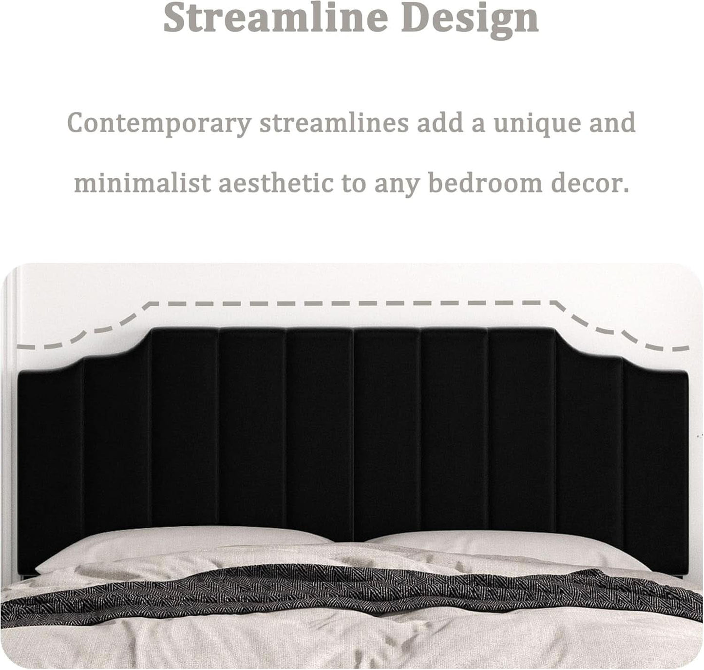 Velvet King Size Wall Mounted Headboard for Adjustable Beds