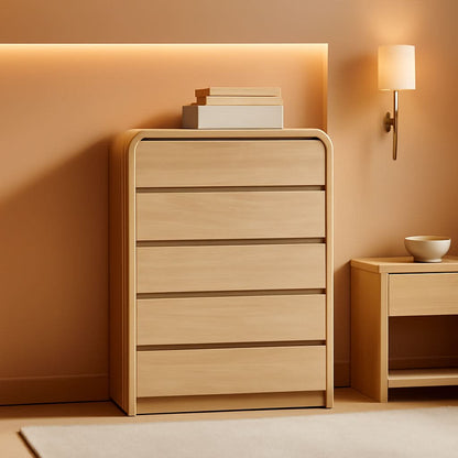 Vertical Dresser With Five Drawers In Natural Oakgrain