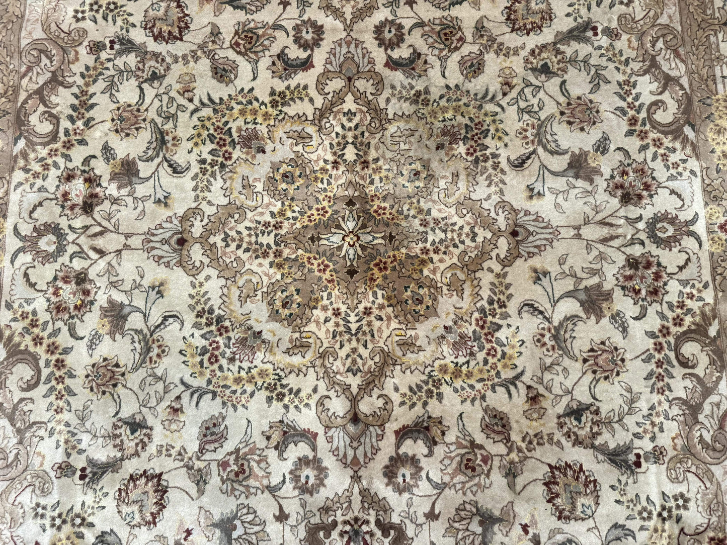 Sino Persian Rug 8x12, Wool & Silk, Traditional Elegant Carpet, Fine 200 KPSI