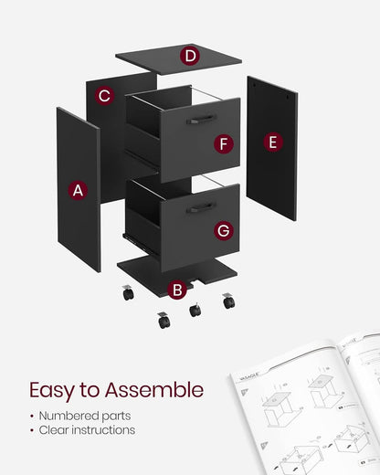2-Drawer File Cabinet Matte Black For Home Office And Printer Stand Fits A4 And Letter Files
