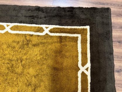 Mid Century Shag Rug 8x11, Large Vintage Shag Rug, Open Field, European Shag Rug