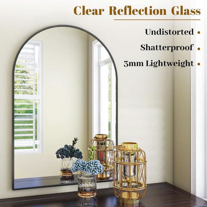 Arched Wall Mirror 24x36 Black Frame Wall Mounted Vanity
