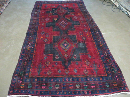 4' X 8' Antique Handmade India Geometric Oriental Wool Rug Veg Dyes Nice