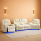 Leather Power Recliner Sofa Set Cream White With USB Port