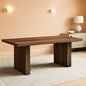 63 Inch Dark Brown Farmhouse Dining Table With Large Tabletop For 4 To 6 People