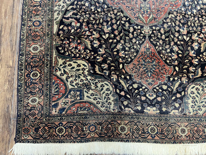 Antique Persian Sarouk Farahan Rug 4x7, Collectible Persian Carpet