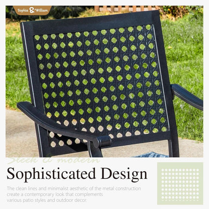 Patio Table And Chairs Set Black 37 Inch Square Table For 4