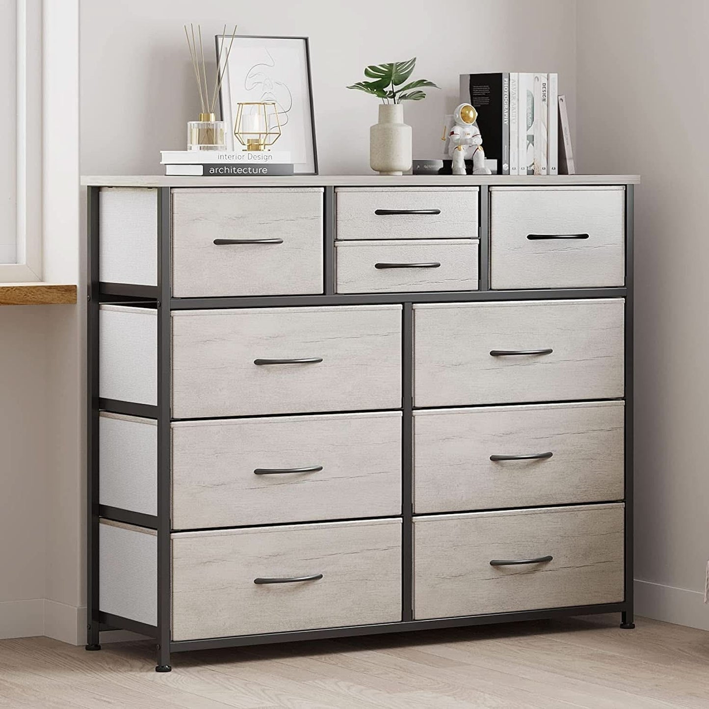 Grey 4 Drawer Dresser With Wood Top And Nightstand