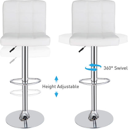 X Large White Adjustable Counter Height Bar Stools Swivel 4 Pack