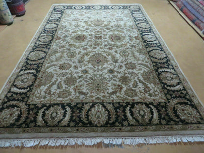 6' X 9' Vintage Handmade India Top Quality Jaipur Floral Oriental Tea Wash Nice