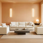 3 Piece Sofa Set Beige Chenille With 7 Pillows Living Room