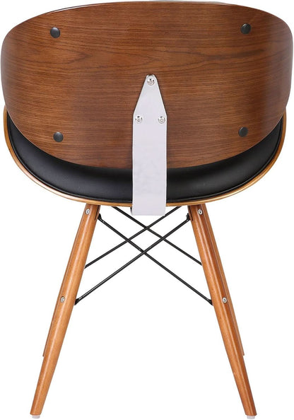 Cassie Dining Chair Black Faux Leather Walnut Wood