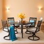 Patio Dining Set 5 Pieces With 37 Inch Table And Cushioned Swivel Chairs