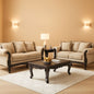 Hernen Carved Wood Frame 5Piece Living Room Set Beige Wheat