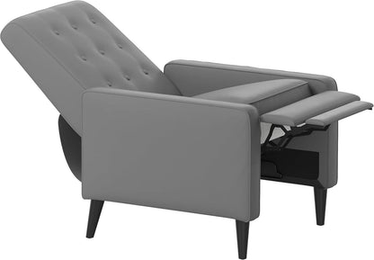 Ezra Pushback Recliner Light Gray LeatherSoft Mid Century Modern