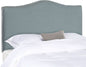 Sky Blue Upholstered Camelback Headboard With Silver Nailhead