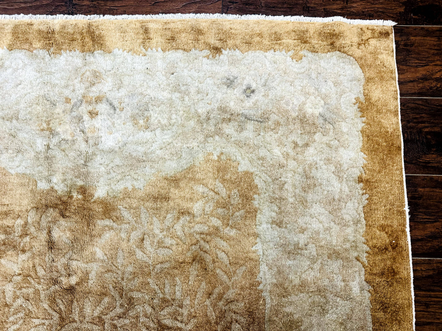 Chinese Peking Rug 5x7, Golden-Tan, Vintage Chinese Wool Carpet