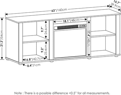 70 Inch TV Stand With Electric Fireplace Americano Finish