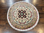 Silk Persian Tabriz Round Rug 3x3 ft, Very Fine Hand Knotted Carpet 380 KPSI, Cream & Gold, Bird Pictorials, Floral, Rare